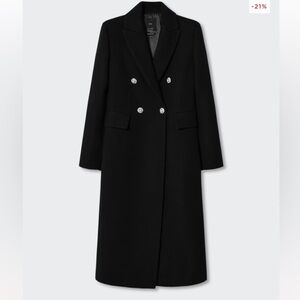 🔥NWT MANGO🔥 PREMIUM LONG WOOL COAT WITH JEWEL BUTTONS